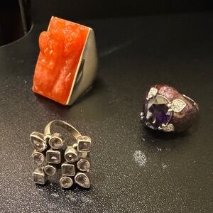 Silver and Orange Statement Ring